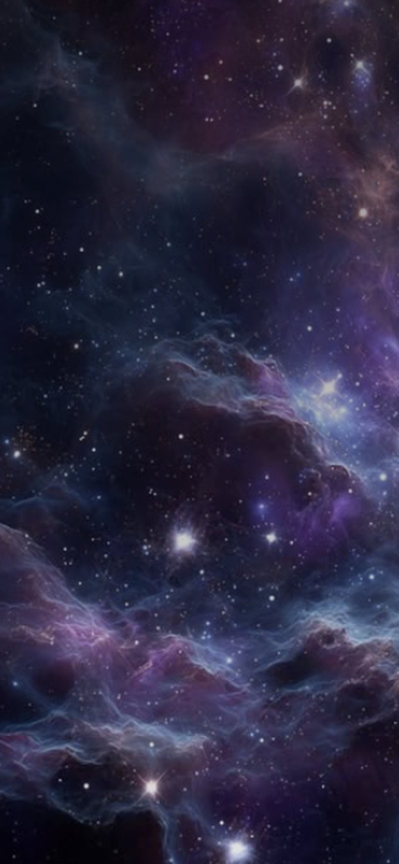 A violet nebula lit from within by distant stars
